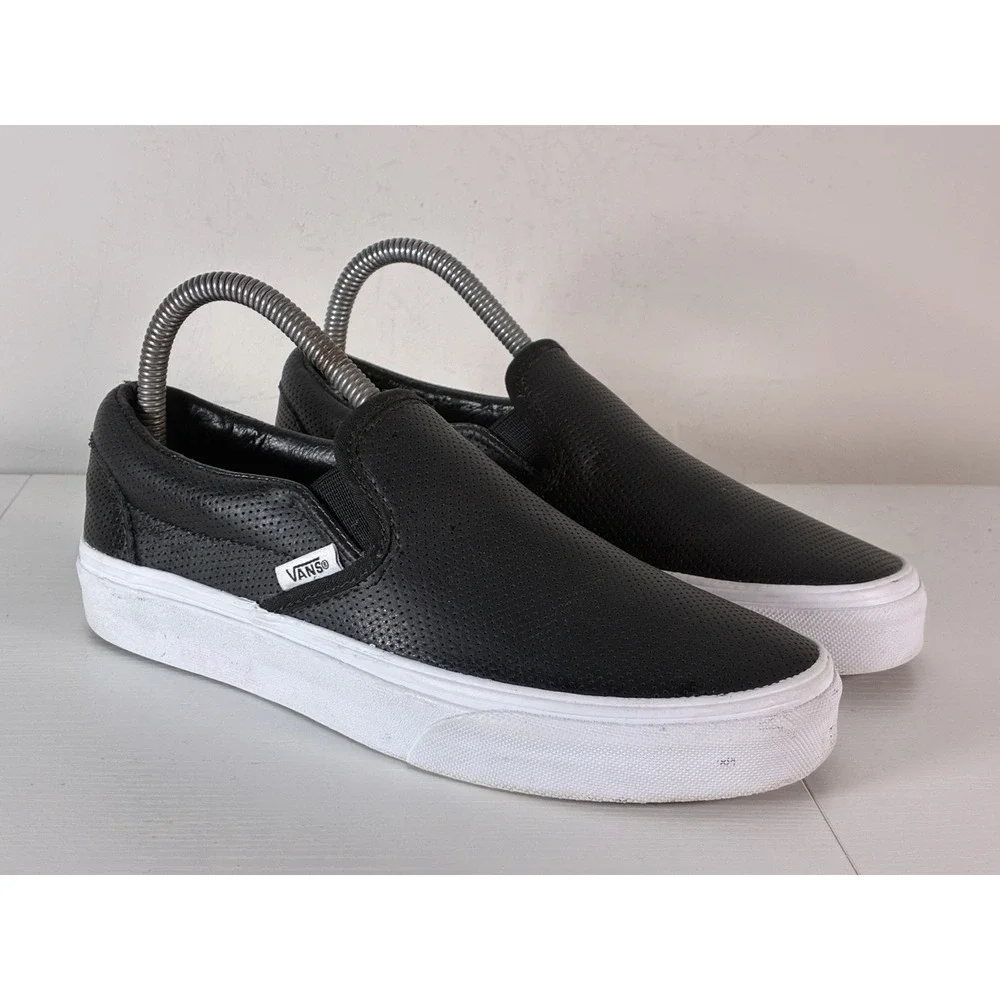 Women's Vans Leather Black Slip Size 7 Shoes